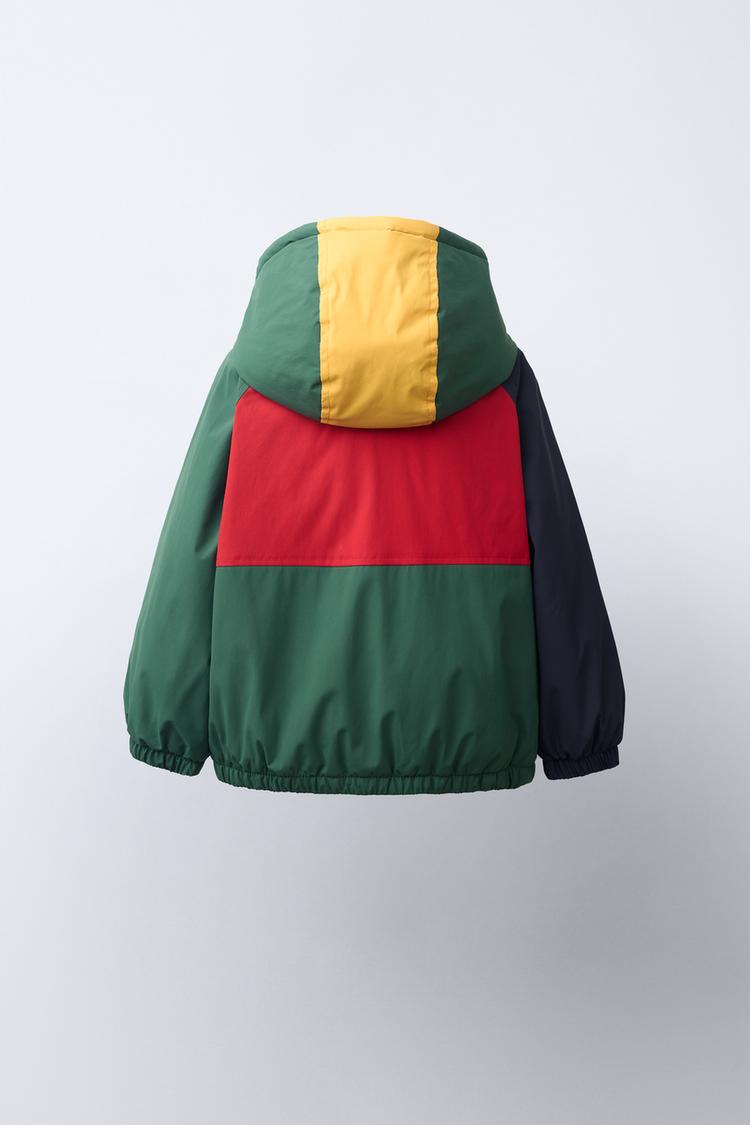 Chaqueta acolchada de bloques de color repelente al agua 4