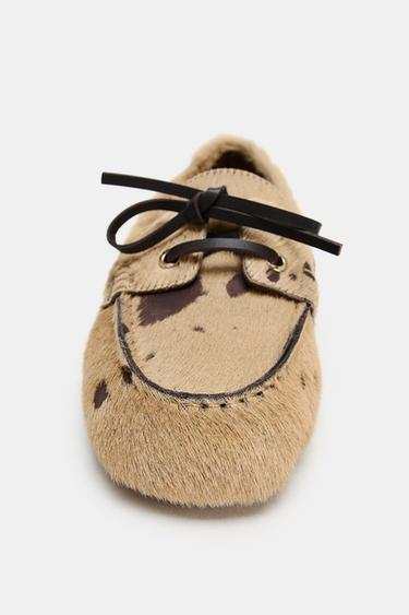 LEATHER LOAFERS WITH ANIMAL PRINT SHEEPSKIN - Multicoloured by Zara - Image 3