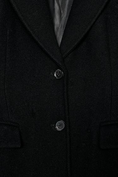 MANTEAU AVEC LAINE COL EFFET FOURRURE ZW COLLECTION - Noir de Zara - Image 7