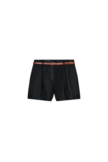 HIGH-WAIST BERMUDA SHORTS WITH BELT - Black by Zara