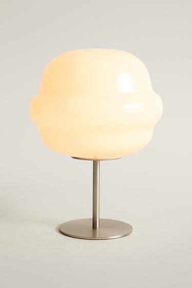 CORDLESS GLASS SPHERE TABLE LAMP — Oyster-white 2