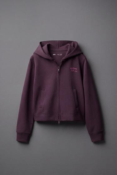 CHAQUETA CAPUCHA GYM - Berenjena de Zara