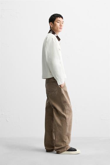 VESTE EN DENIM À COL IMPRIMÉ ANIMAL - Blanc de Zara - Image 3