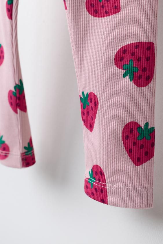 LEGGING CÔTELÉ FRAISES - Rose de Zara - Image 3