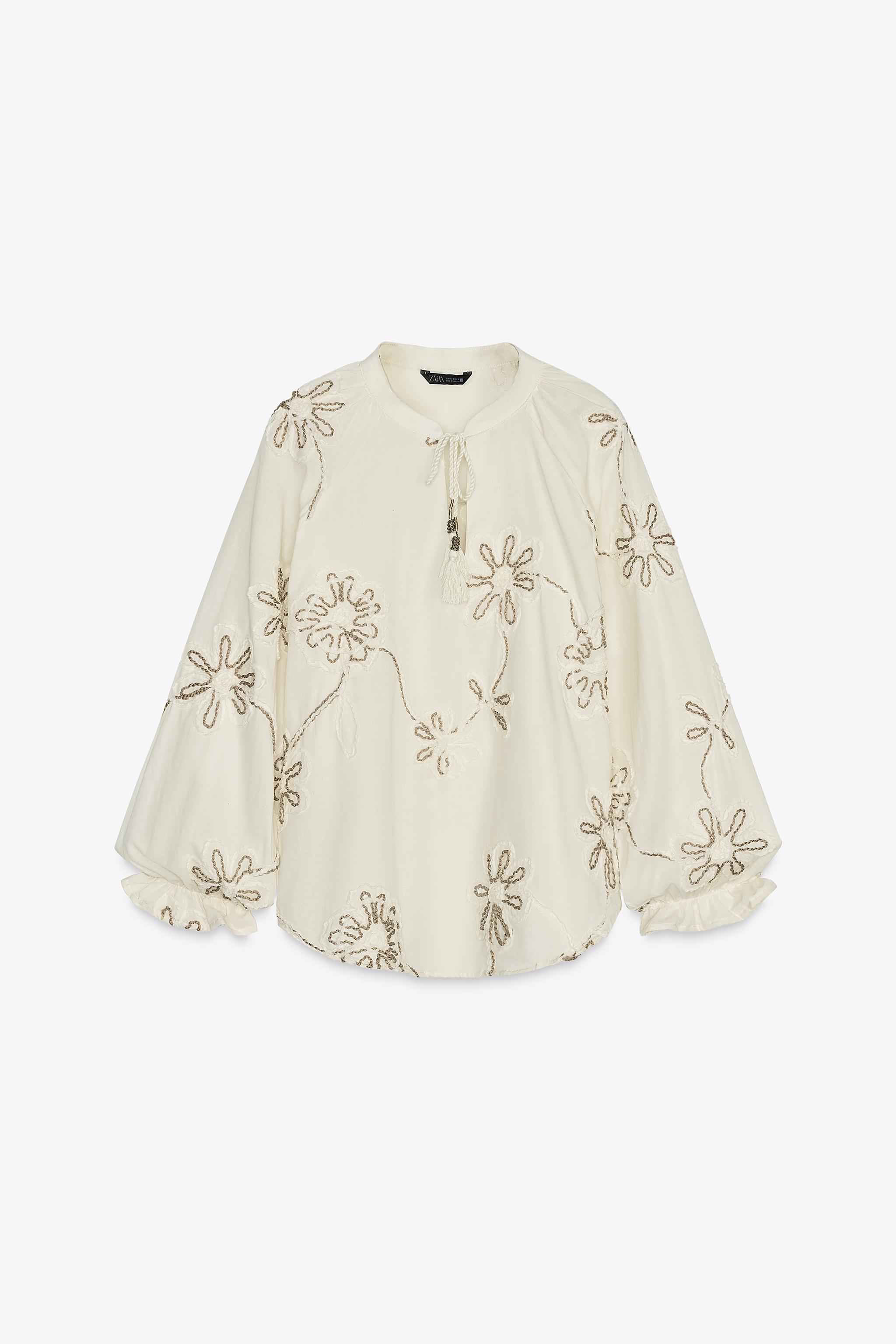 フラワーエンブロイダリー ブラウス - エクリュ | ZARA Japan / 日本