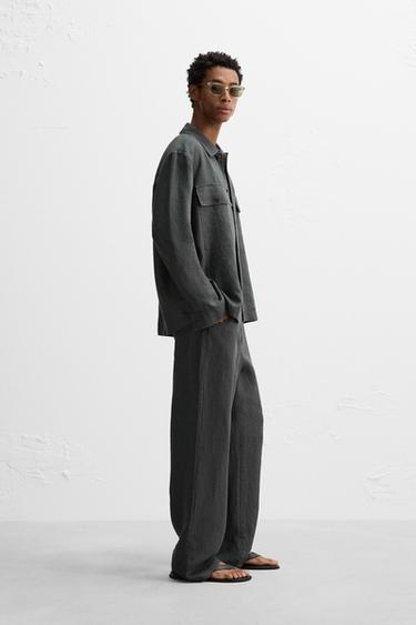 RELAXED FIT 100% HEMP OVERSHIRT - Anthracite grey by Zara - Image 3