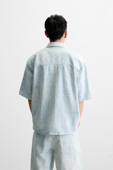 DENIM SHIRT WITH BRUSHED FINISH - Light blue by Zara - Image 3