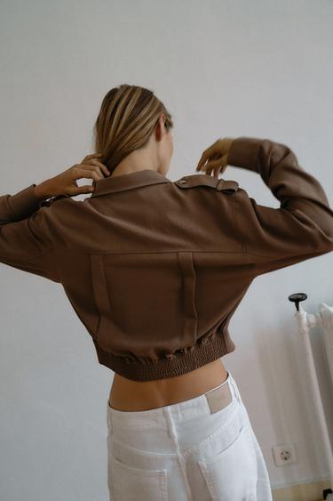 SHORT SHIRT WITH TABS - camel by Zara - Image 2