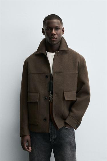 CHAQUETÓN REGULAR FIT BOLSILLOS - Marrón de Zara