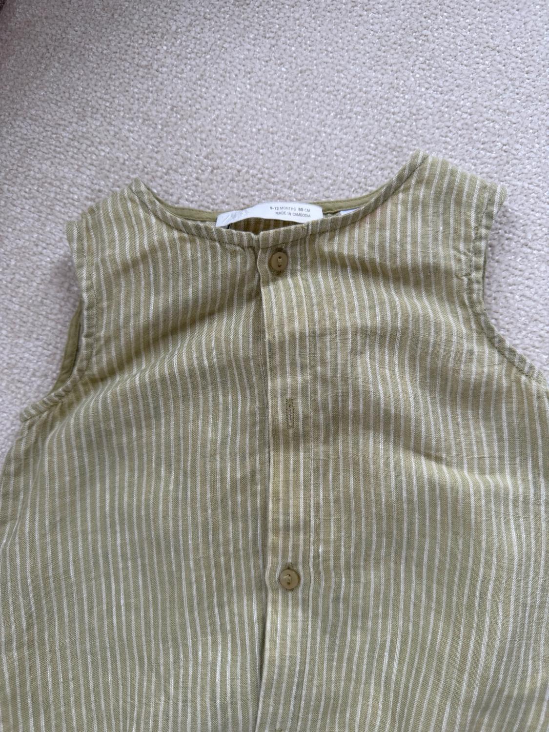 100% STRIPED LINEN ROMPER - Image 3