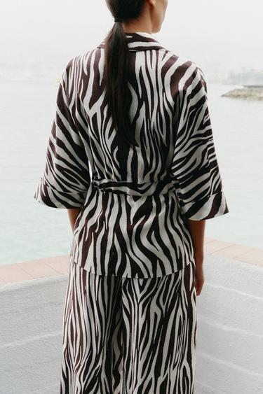 ANIMAL PRINT SAFARI SHIRT - Brown / Ecru by Zara - Image 4