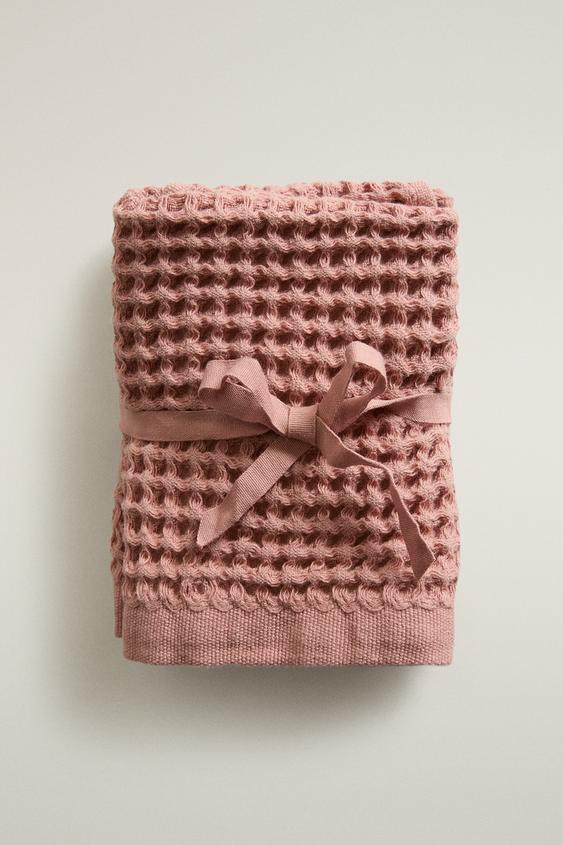 Zara WAFFLE COTTON GUEST TOWEL (PACK OF 3) - Pale pink - Image 0