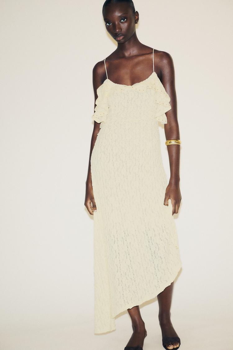 zara yellow lace dress Zara Women Mustard Yellow Lace Shift Dress SZ Med