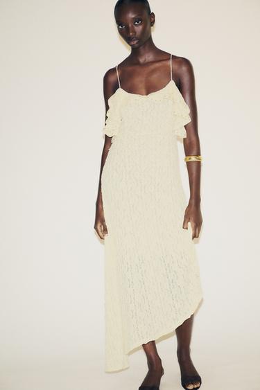 SPITZENKLEID MIT NIETEN - Gelb von Zara
