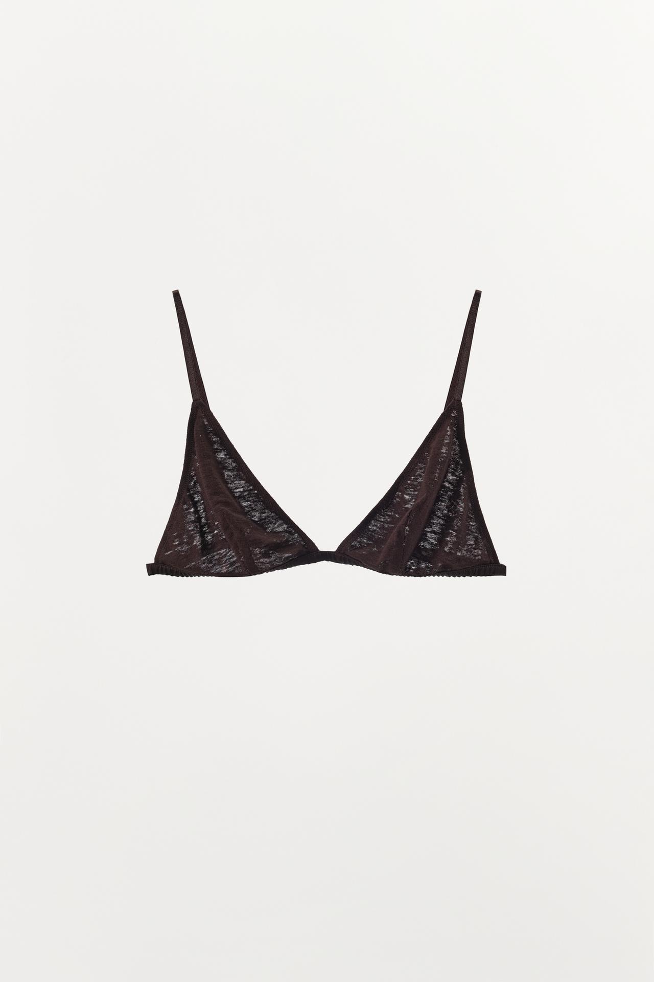 BASIC LINEN BRA — Dark brown