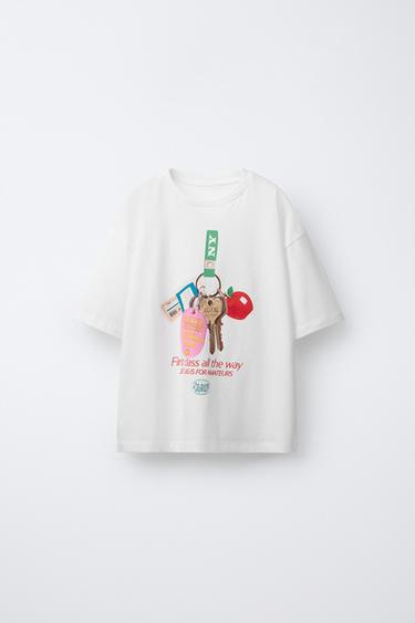 CAMISETA ESTAMPADA LLAVERO - Blanco roto de Zara