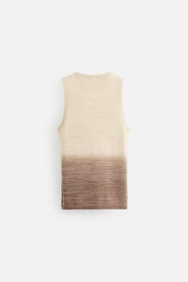 T-SHIRT EN MAILLE COTON - LIN - Beige de Zara - Image 8