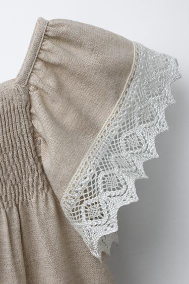 SHINY LACE DRESS - Beige by Zara - Image 2