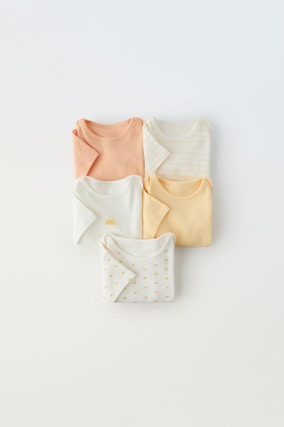 1 MONTHS 3 YEARS/ PACK OF FIVE SUN BODYSUITS Yellow ZARA United