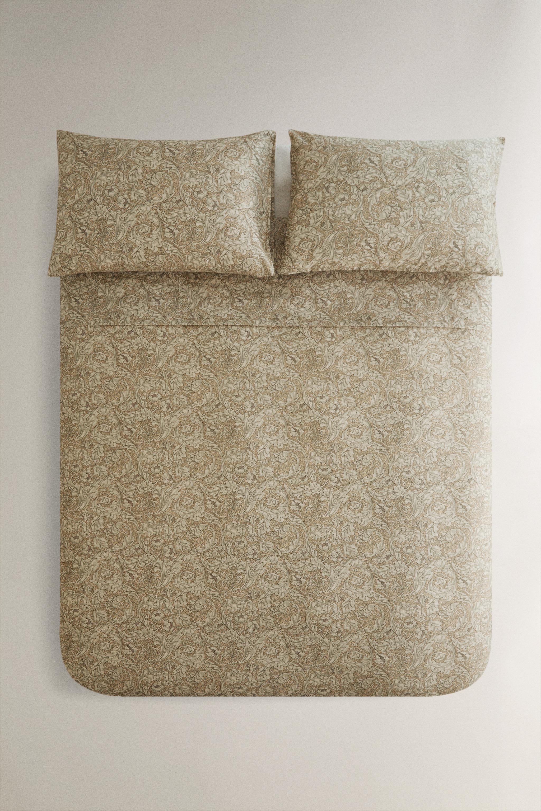 MORRIS & CO. FLORAL SATEEN COTTON DUVET COVER - Vanilla | ZARA
