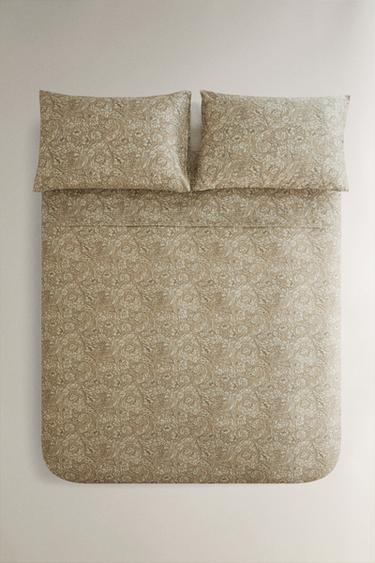 MORRIS & CO. FLORAL COTTON SATEEN DUVET COVER - Vanilla by Zara