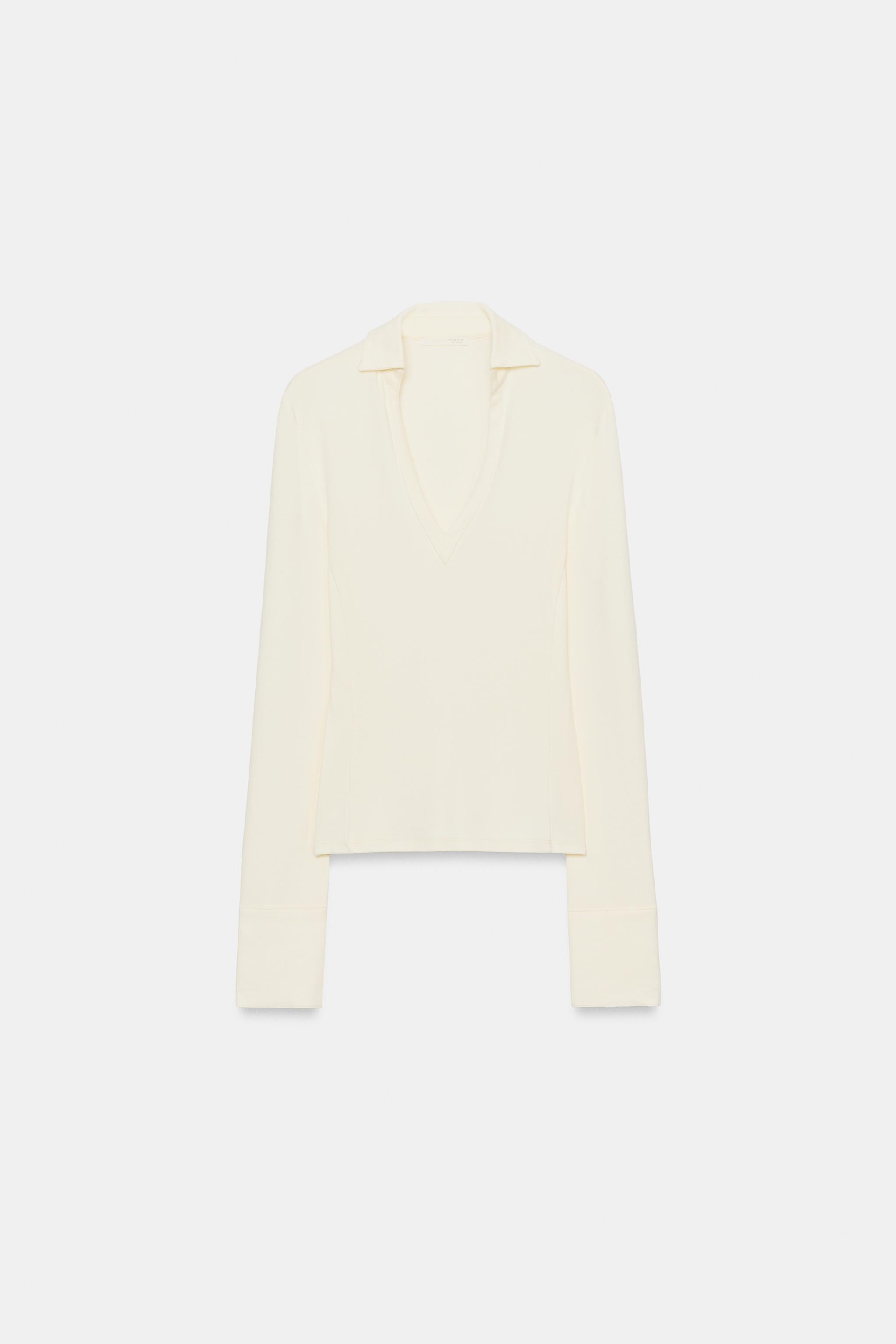 Женские футболки Zara POLO COLLAR T-SHIRT — фото 6