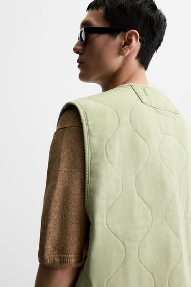 GILET SANS MANCHES MATELASSÉ DÉLAVÉ - Vert de Zara - Image 5