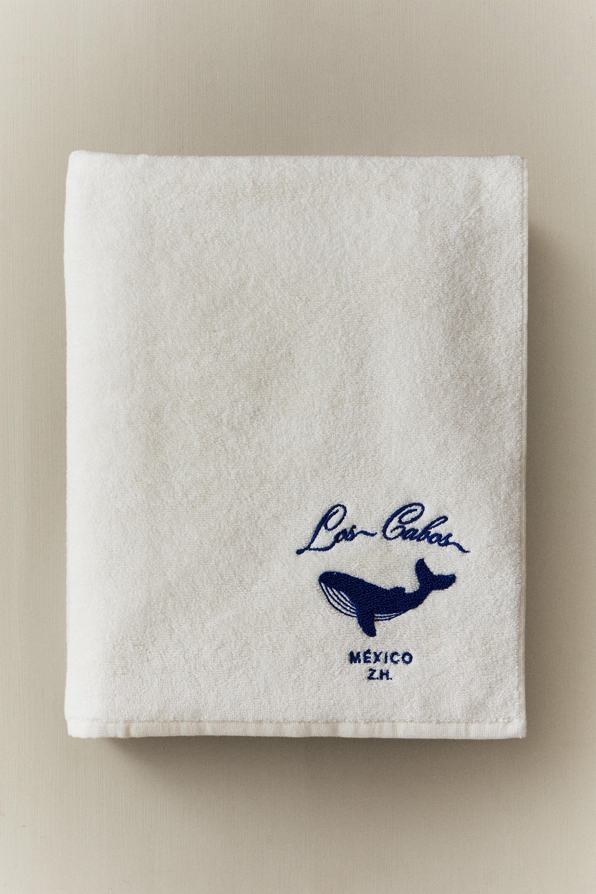 SERVIETTE DE BAIN BRODERIE BALEINE
