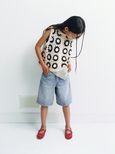 QUẦN SHORT BERMUDA DENIM DÁNG BAGGY - Xanh dương từ Zara