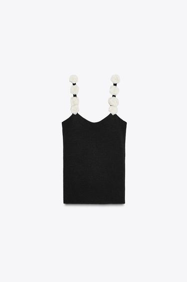 FLORAL KNIT TOP - Black by Zara - Image 5