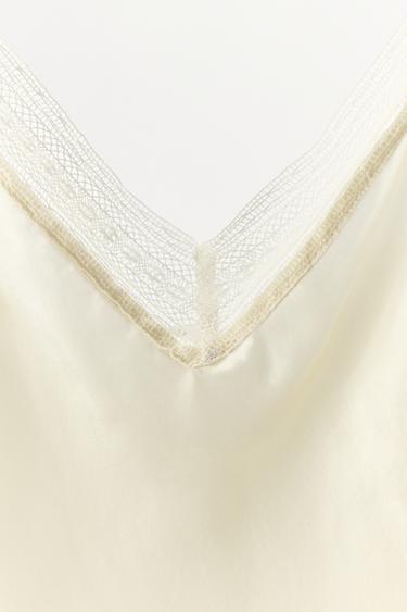 TOP 100% SOIE DENTELLE - Écru de Zara - Image 7