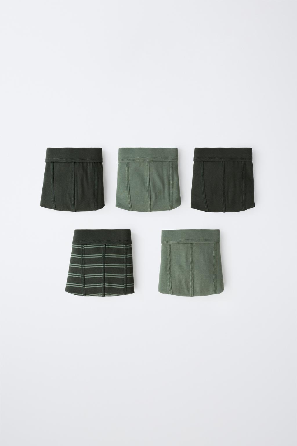 6-14 YEARS/ PACK OF FIVE PLAIN AND STRIPED BOXERS