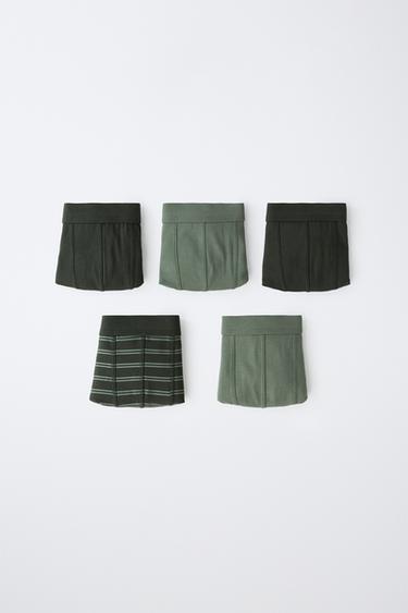 6–14 ЛЕТ / НАБОР ИЗ 5 ТРУСОВ-БОКСЕРОВ: ОДНОТОННЫЕ И В ПОЛОСКУ — ЗЕЛЕНЫЙ от Zara