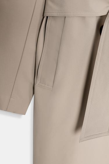 WINDPROOF WATER REPELLENT LONG TRENCH COAT WITH BELT - camel by Zara - Image 9