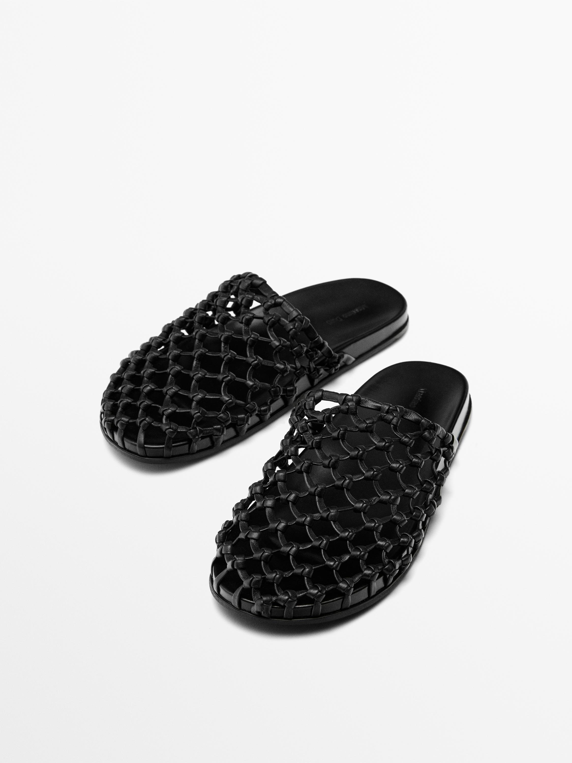 Sabot en cuir tressé