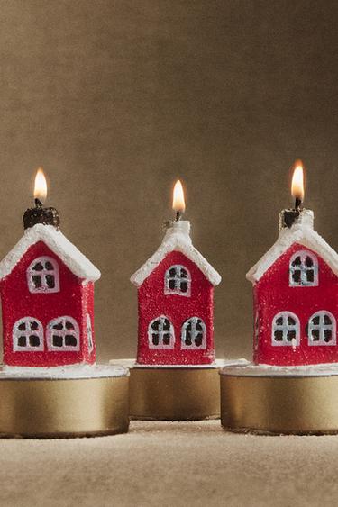 PACK OF MINI CHRISTMAS HOUSE CANDLES (PACK OF 6) - Red by Zara - Image 4