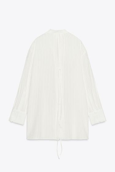 ZW COLLECTION STRIPED SHIRT WITH TIES - Ecru by Zara - Image 7