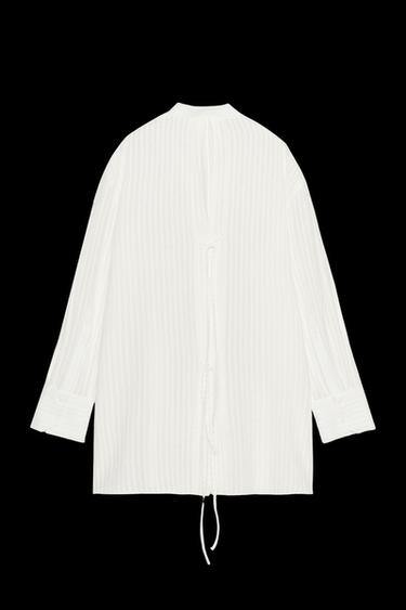 ZW COLLECTION STRIPED SHIRT WITH TIES - Ecru by Zara