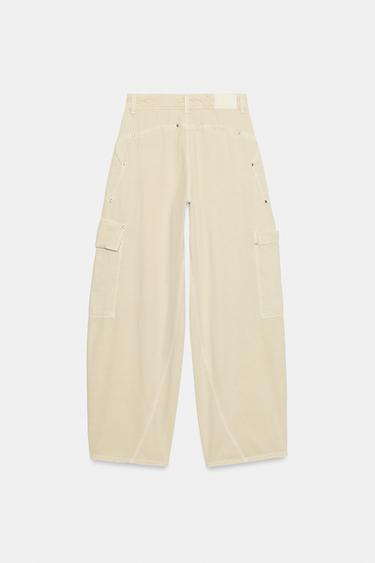Z1975 MID-WAIST BARREL CARGO JEANS - Mid-ecru by Zara - Image 7