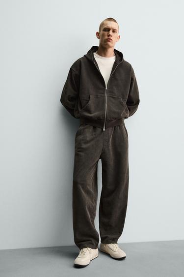 WASHED BALLOON FIT JOGGER TROUSERS - Dark brown by Zara - Image 5