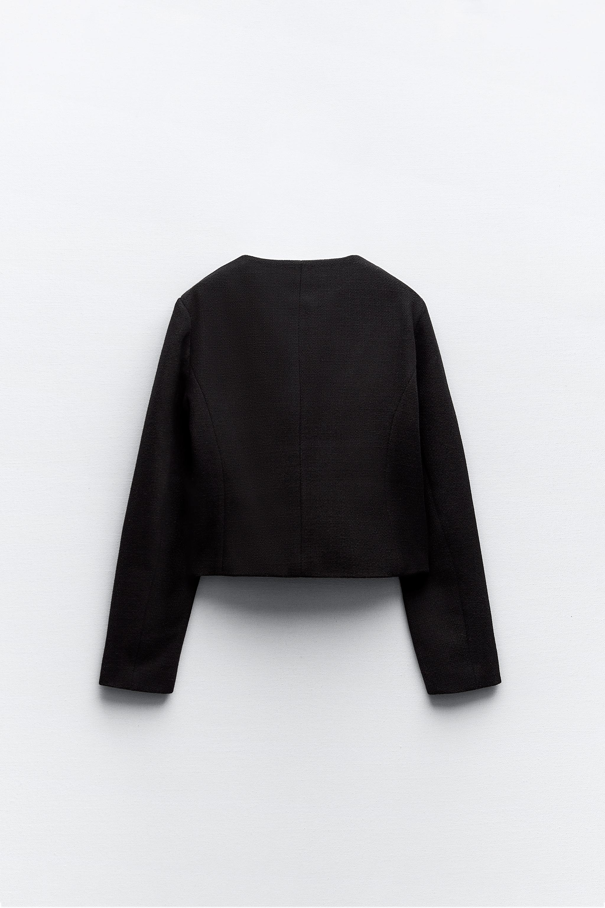 CROPPED FLAP JACKET - Ecru