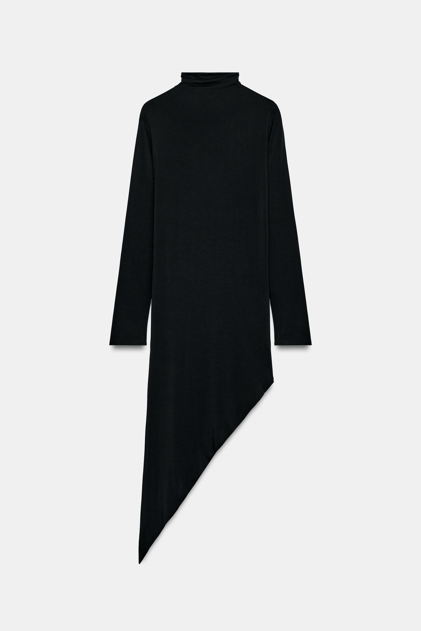 Женский топ Zara Asymmetrical Long Top, цвет: Чёрный