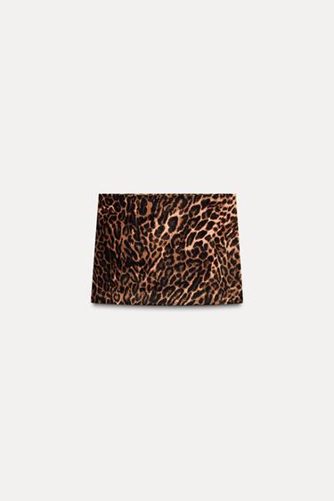 Zara ANIMAL PRINT VELVET MINI SKIRT - Leopard