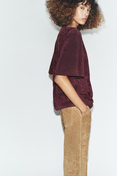 ROBE COURTE 100% CUIR DAIM - Bordeaux de Zara - Image 3