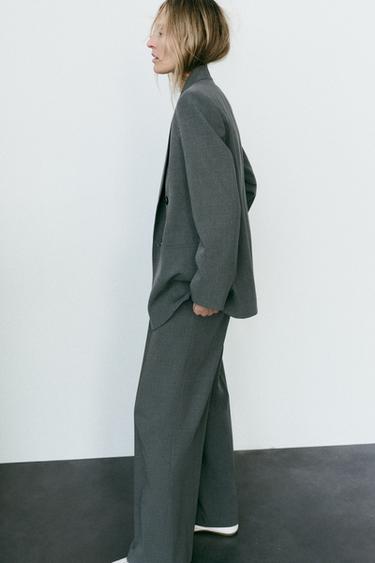PANTALON LARGE À PINCES - Gris moyen de Zara - Image 3