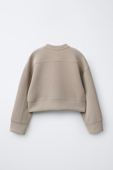 SWEATSHIRT WITH EMBOSSED SLOGAN - Stone by Zara - Image 1