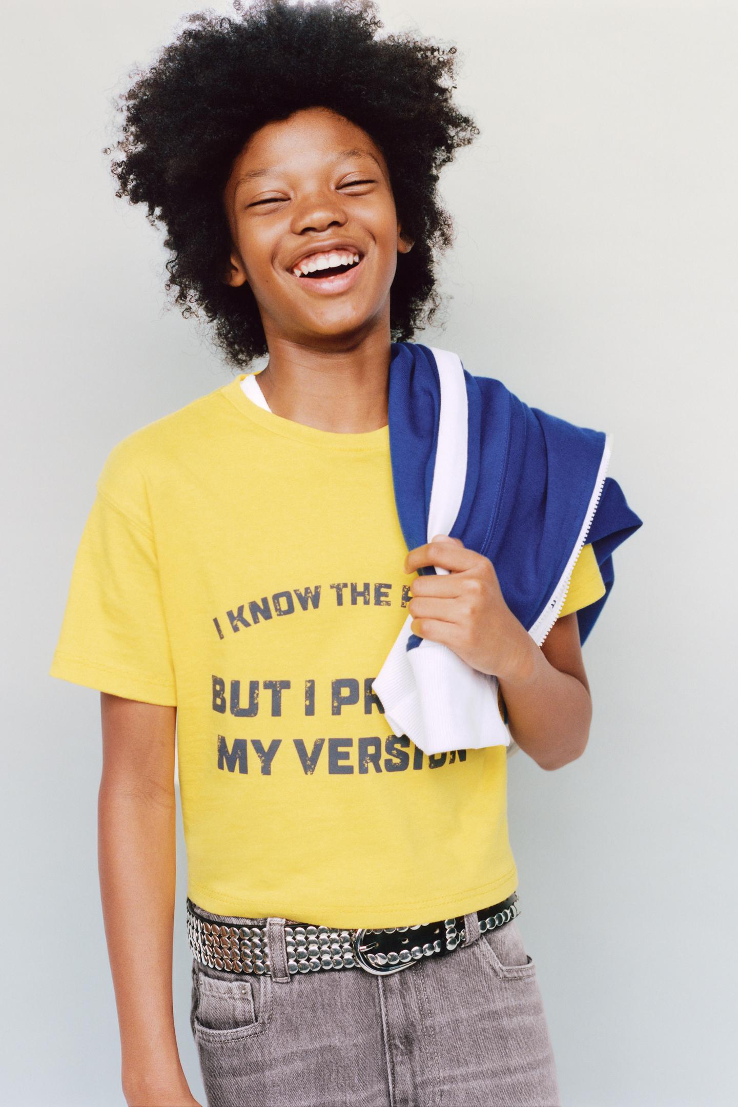 Детская футболка Zara Text Print, цвет: Яркий жёлтый — фото 7
