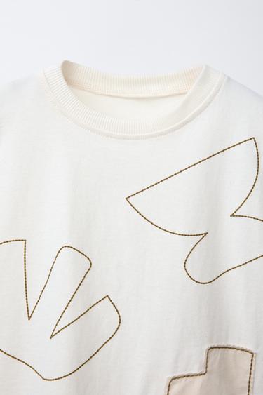 SILHOUETTE PATCH T-SHIRT - Oyster-white by Zara - Image 2