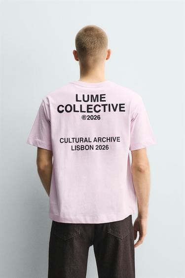 T-SHIRT WITH CONTRAST EMBROIDERY AND PRINT - lavender-white by Zara