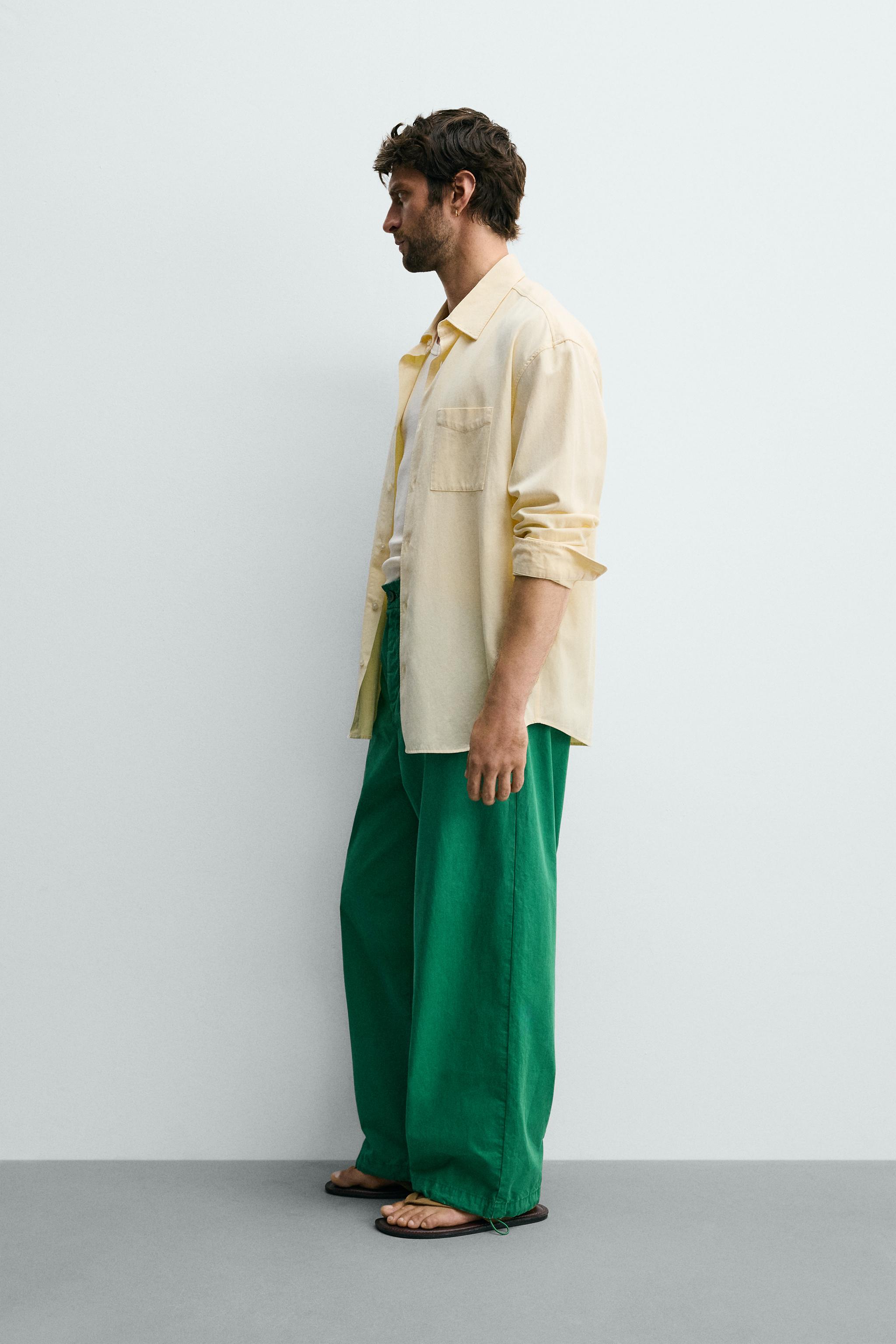 RELAXED FIT PARACHUTE PANTS — Green